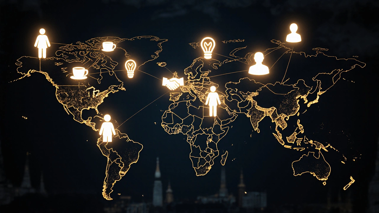 Абстрактная сеть связей между участниками бизнес-форума по всей России.