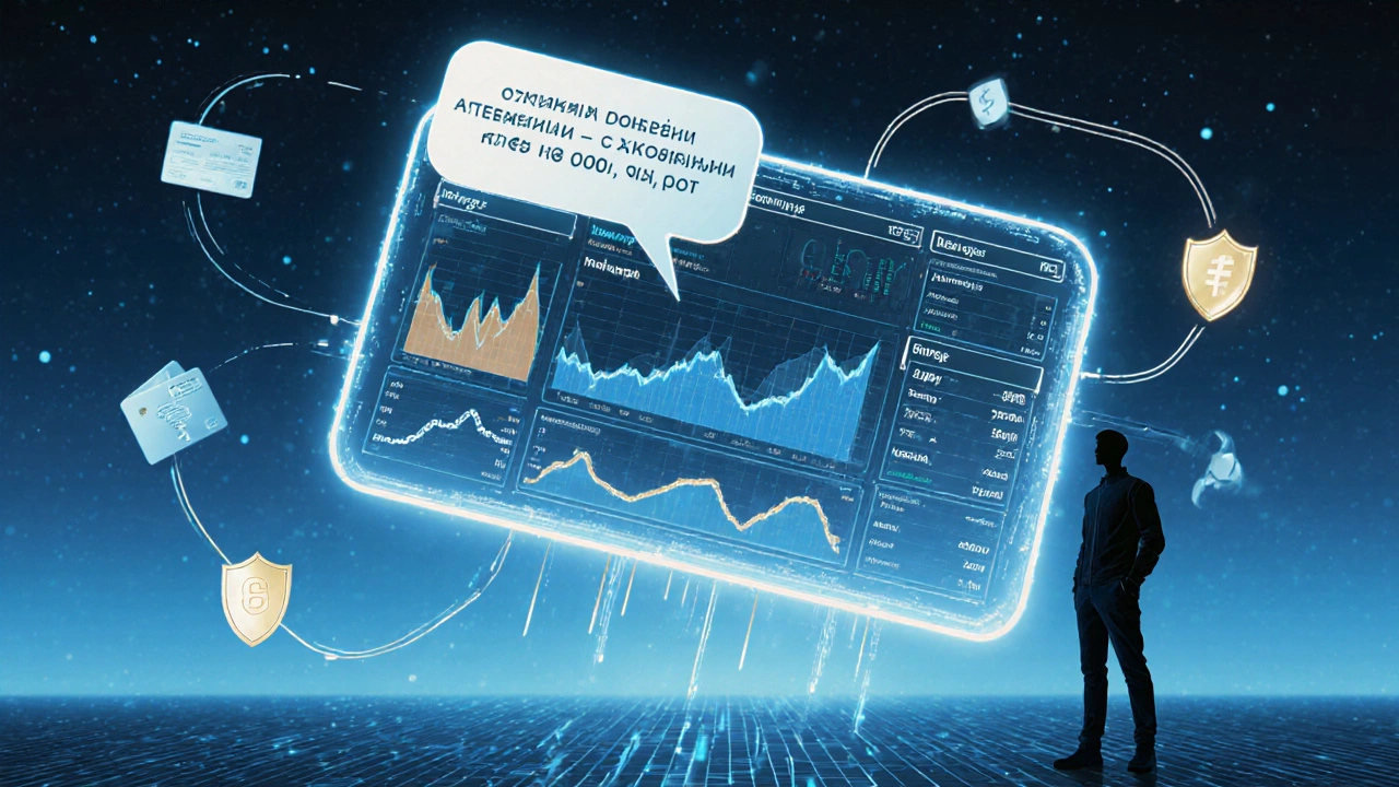 Футуристический цифровой помощник анализирует траты и предлагает экономию.