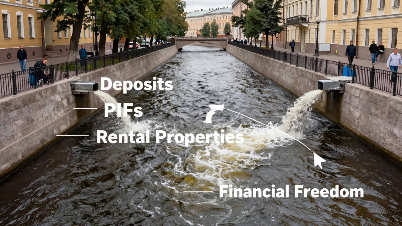 Река пассивного дохода, питающаяся депозитами, ПИФами и арендой, течёт спокойно через город.