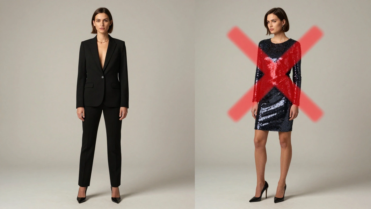 Сравнение профессионального образа и неуместной одежды на деловой конференции.