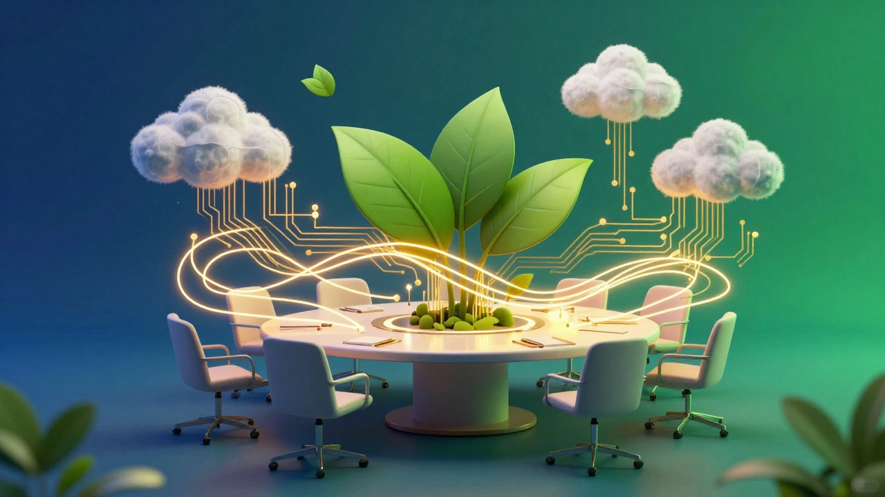 Абстрактная иллюстрация гибридного бизнеса с золотыми связями.