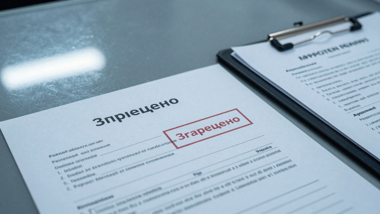 Официальный стол в Пенсионном фонде с запрещающей отметкой на договоре покупки автомобиля.