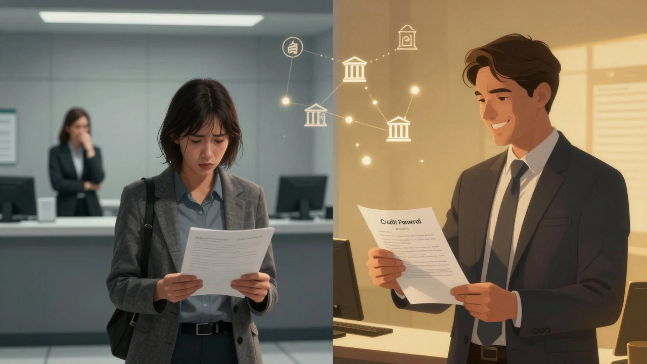 Сравнение: разочарованный клиент в банке и тот же клиент, получающий одобрение через брокера.