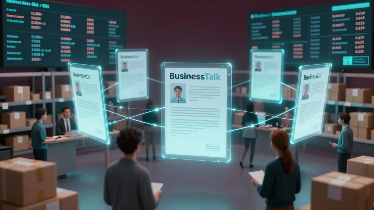 Виртуальный рынок с плавающими контрактами между бизнесами разных регионов России, соединёнными светящимися данными.