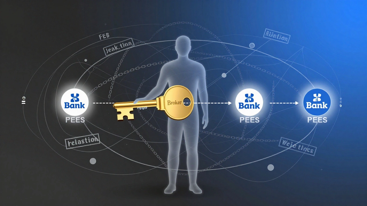 Запутанные кредитные условия разрезаются золотым ключом — символом помощи брокера.
