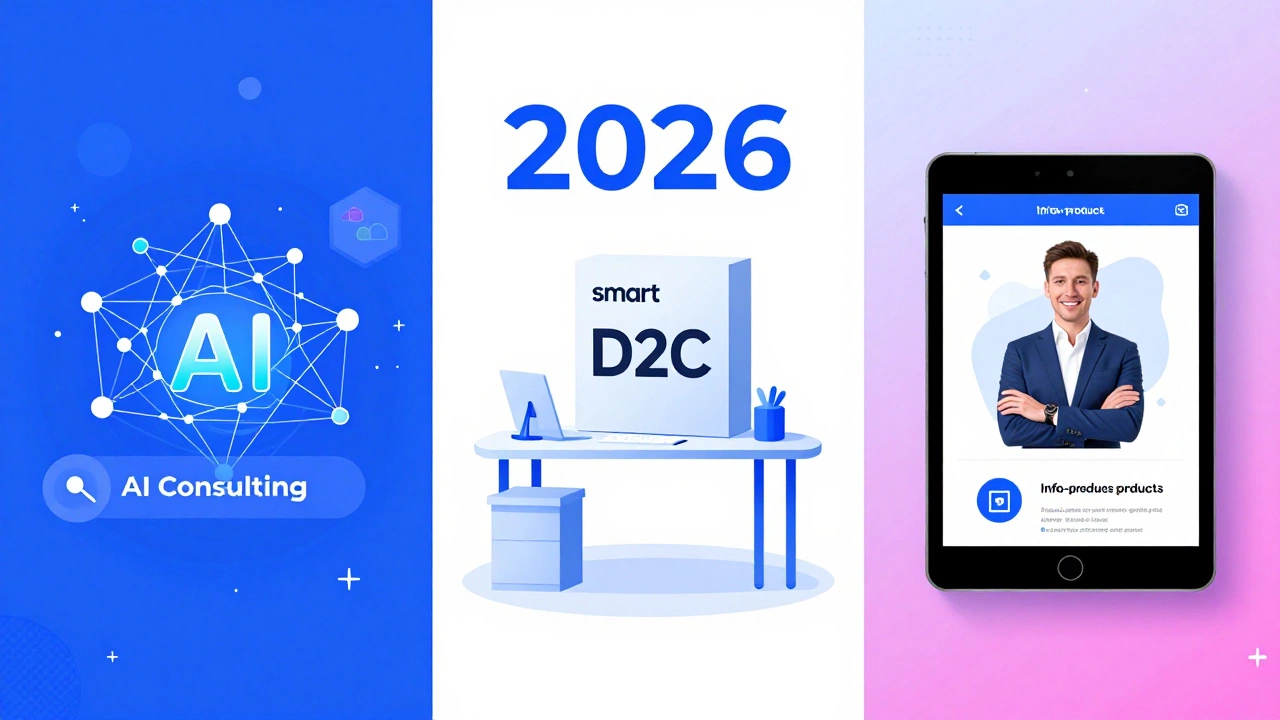 Коллаж из идей бизнеса: нейросети, умные гаджеты и цифровые курсы