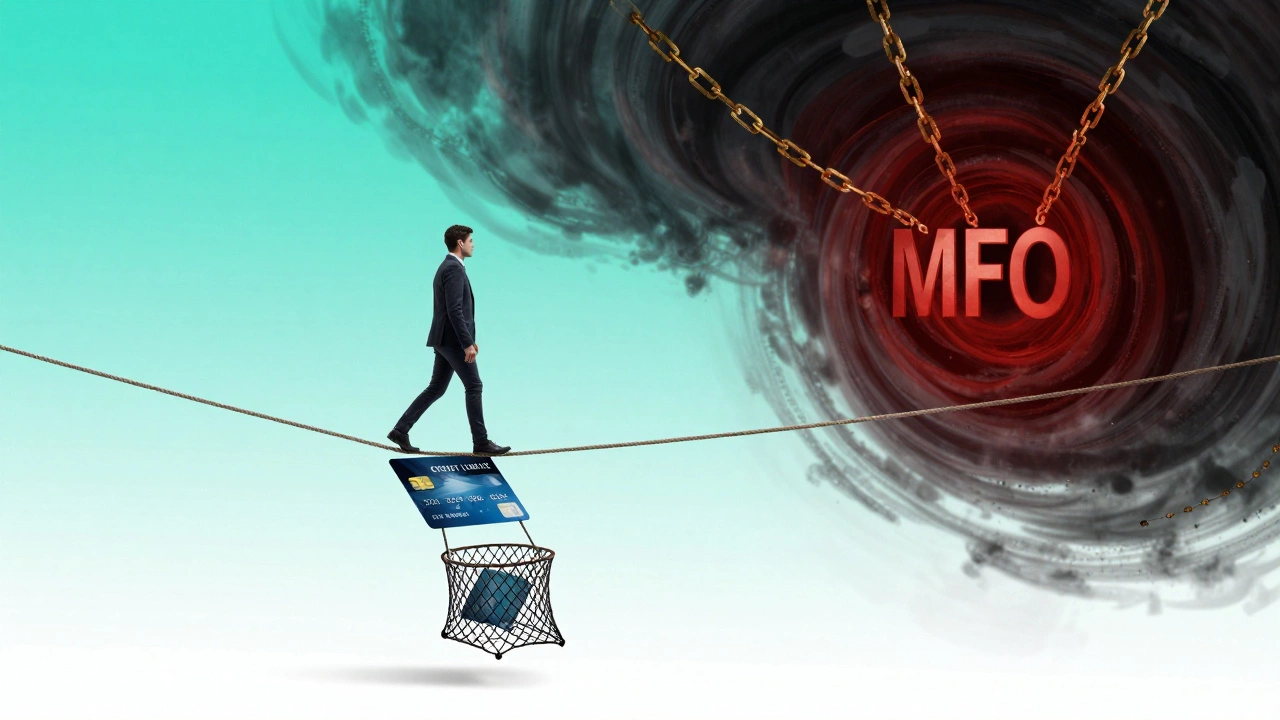 Метафора кредитной карты как страховочной сетки и рисков дорогих микрозаймов