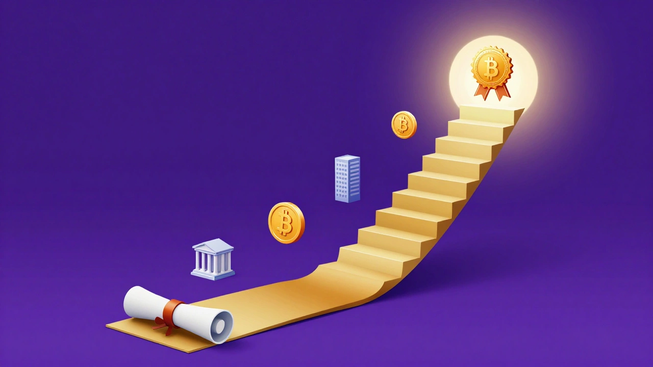 Метафорический путь карьерного роста финансиста от диплома к успеху