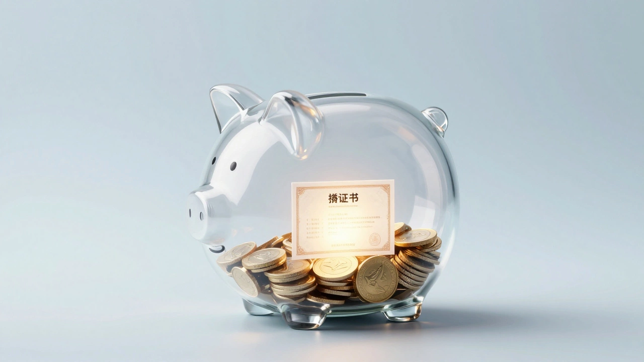 Стеклянная копилка в форме дома с золотыми монетами